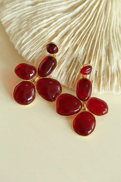 Red and Green Glazed Lilac Earrings - Gembea Jewelry