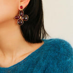 Red and Green Glazed Lilac Earrings - Gembea Jewelry