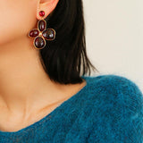 Red and Green Glazed Lilac Earrings - Gembea Jewelry