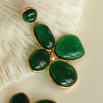 Red and Green Glazed Lilac Earrings - Gembea Jewelry