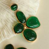 Red and Green Glazed Lilac Earrings - Gembea Jewelry