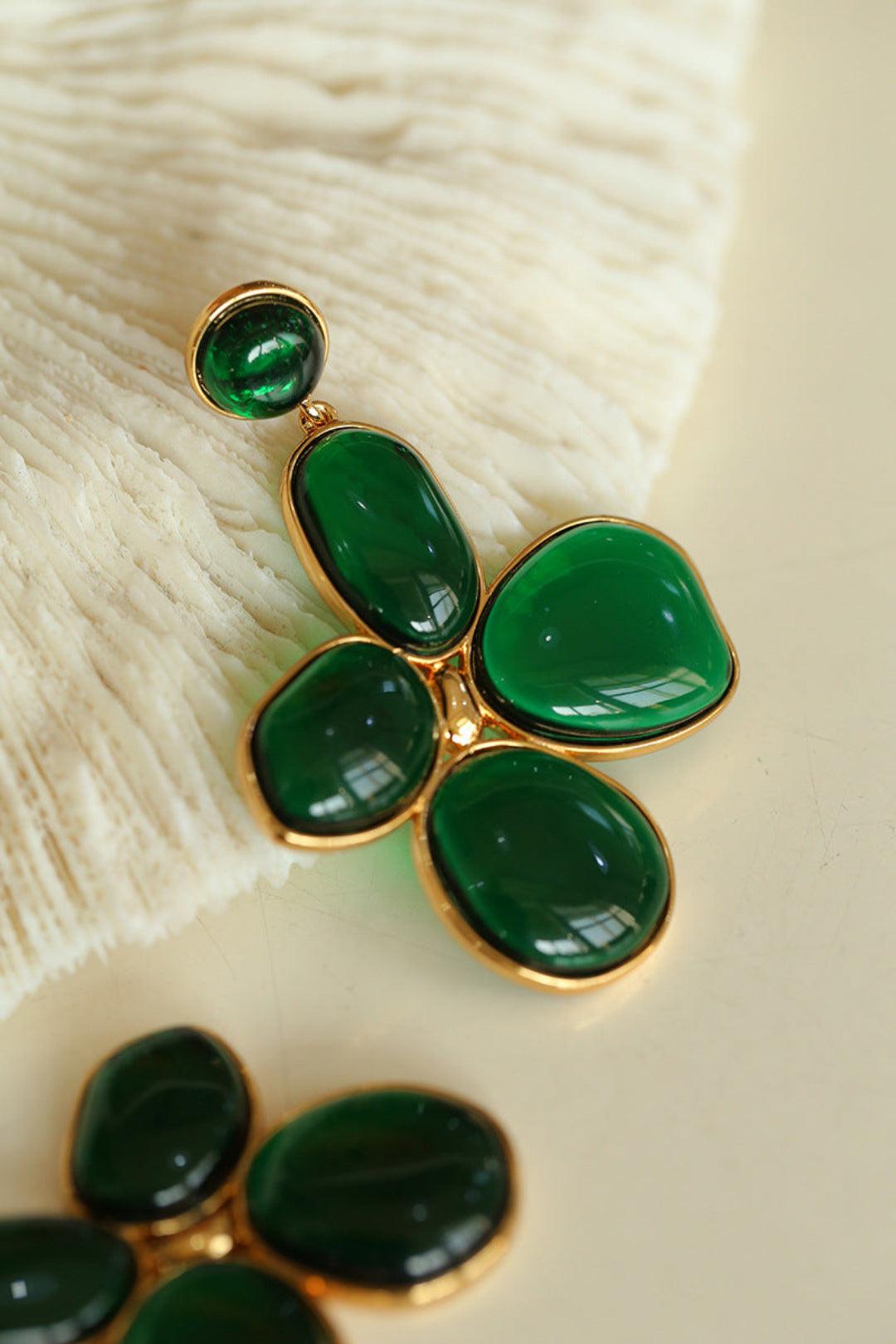 Red and Green Glazed Lilac Earrings - Gembea Jewelry