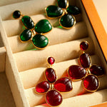 Red and Green Glazed Lilac Earrings - Gembea Jewelry