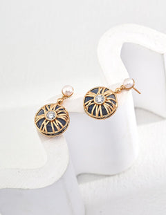 Resin Stone Zircon Drop Pearl Earrings - Gembea Jewelry