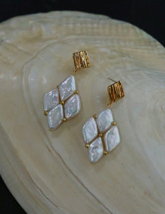 Rhombus Baroque Pearl Drop Earrings gembea jewelry