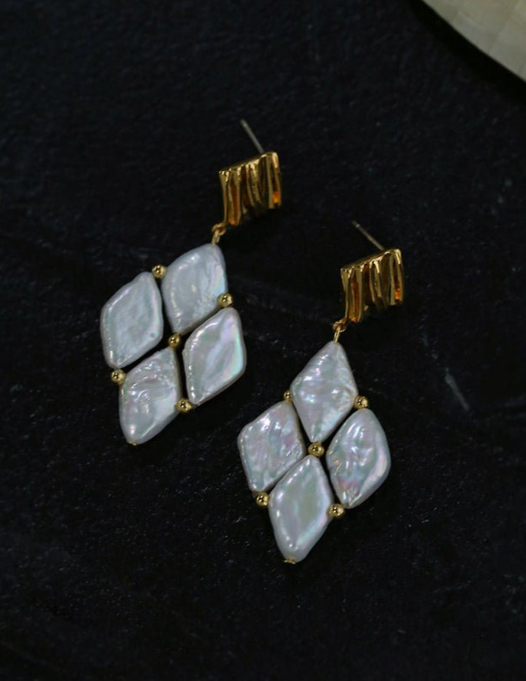 Rhombus Baroque Pearl Drop Earrings gembea jewelry