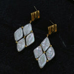 Rhombus Baroque Pearl Drop Earrings gembea jewelry