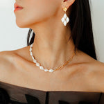 Rhombus Baroque Pearl Drop Earrings gembea jewelry