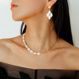 Rhombus Baroque Pearl Drop Earrings gembea jewelry