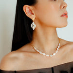 Rhombus Baroque Pearl Drop Earrings gembea jewelry