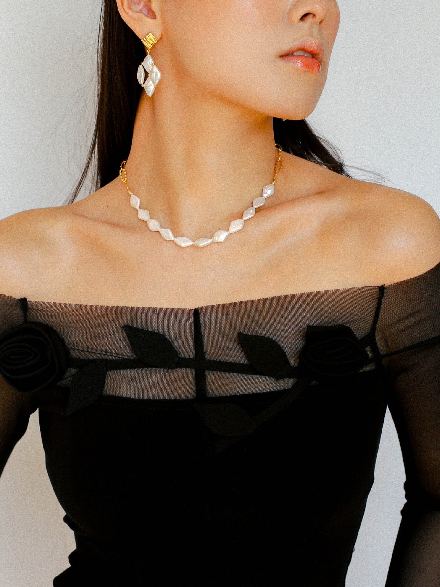 Rhombus Baroque Pearl Drop Earrings gembea jewelry