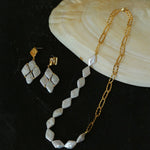 Rhombus Baroque Pearl Drop Earrings gembea jewelry