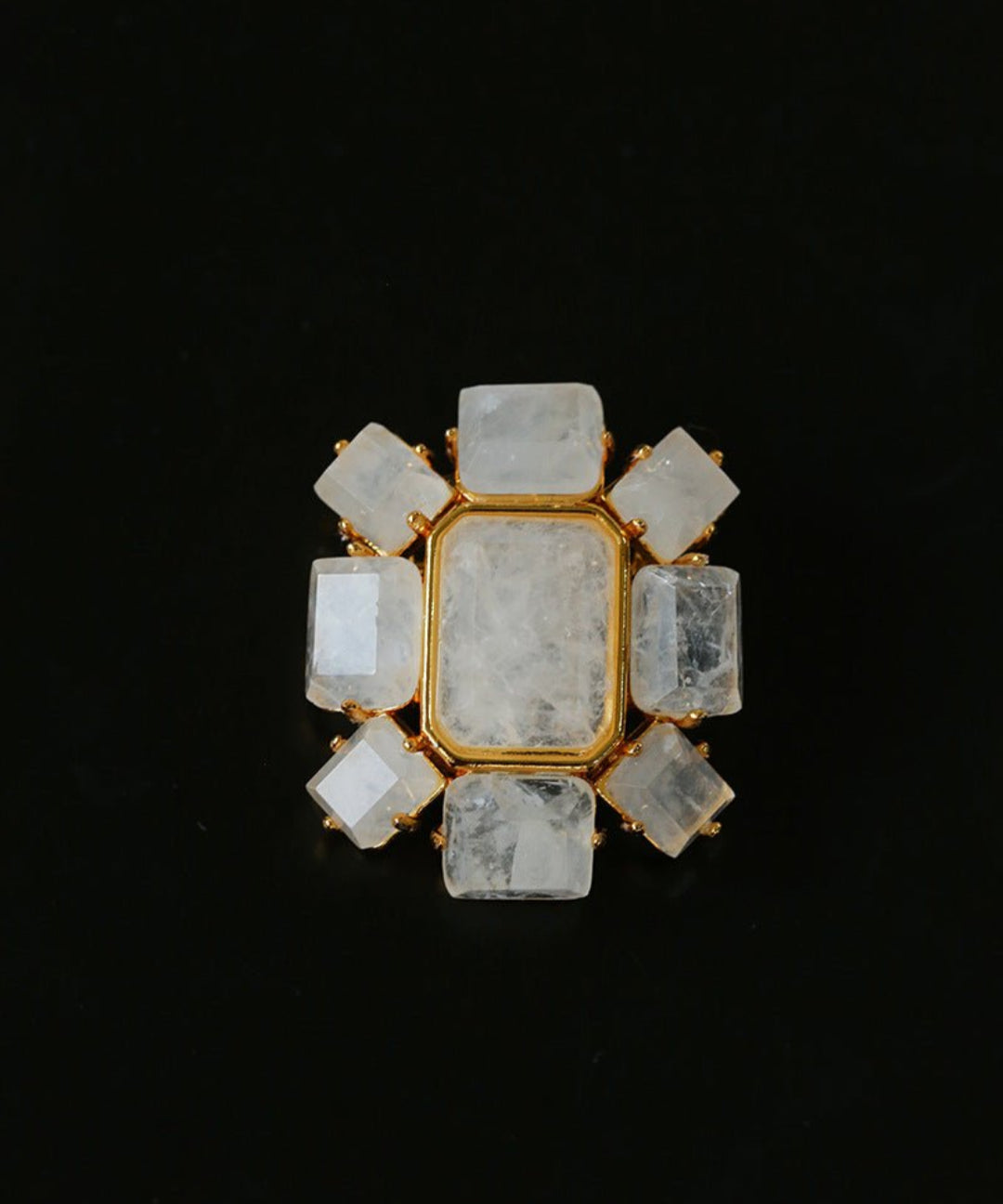 Rock Sugar White Crystal Brooch gembea jewelry