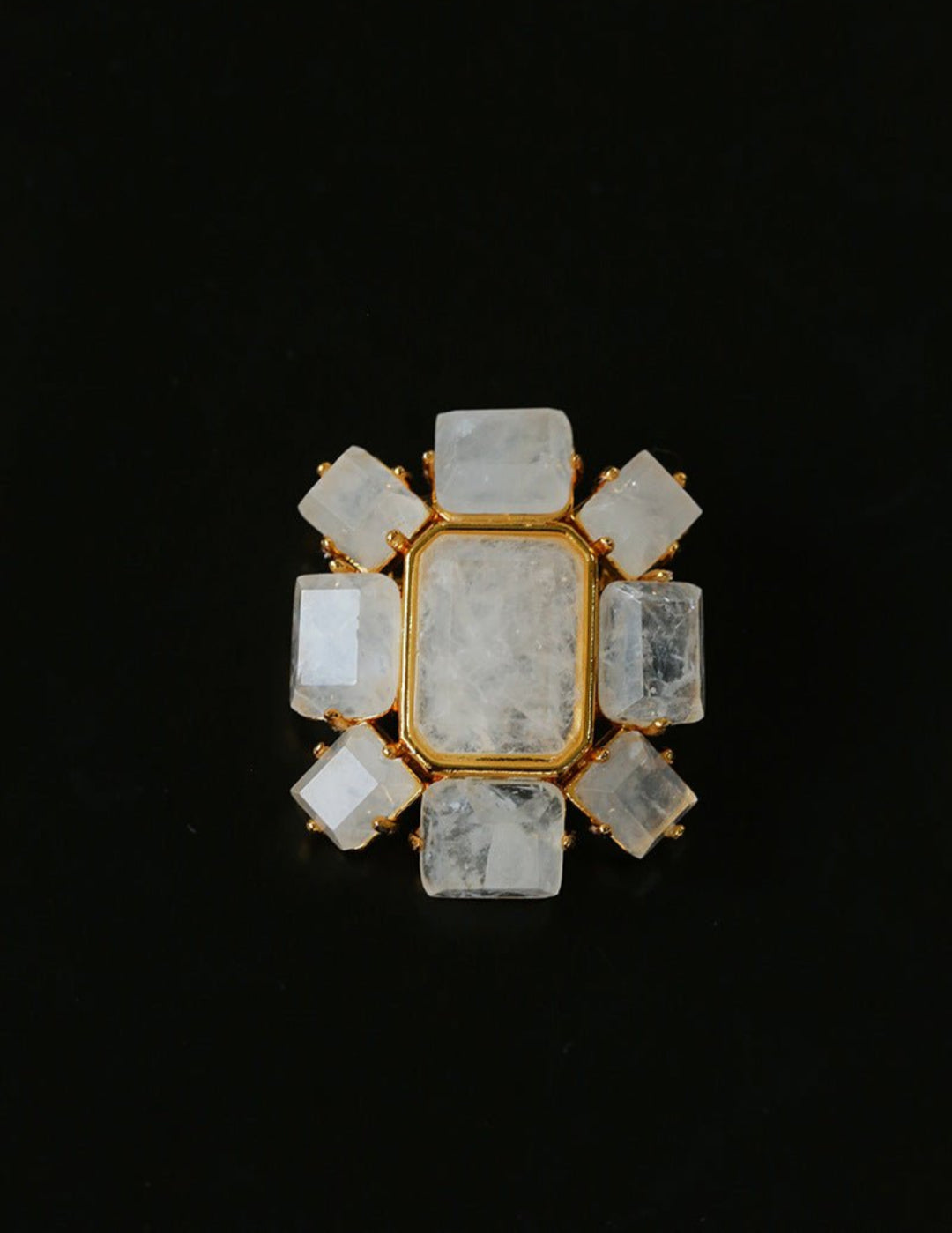 Rock Sugar White Crystal Brooch gembea jewelry