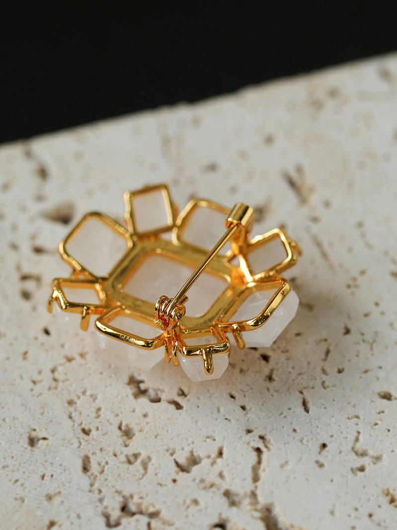 Rock Sugar White Crystal Brooch gembea jewelry