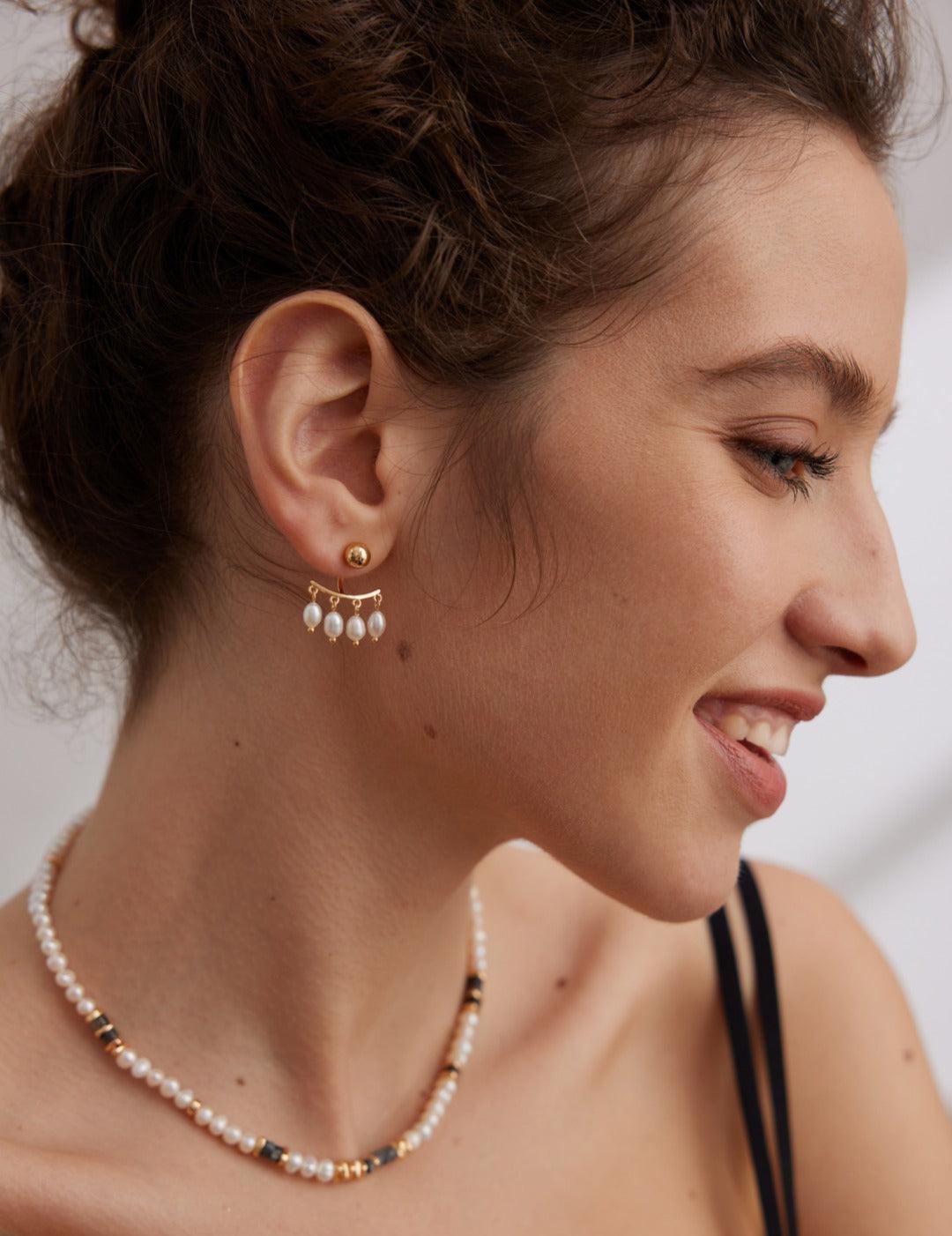 Roman Holiday Rice Pearl Earrings - Gembea Jewelry