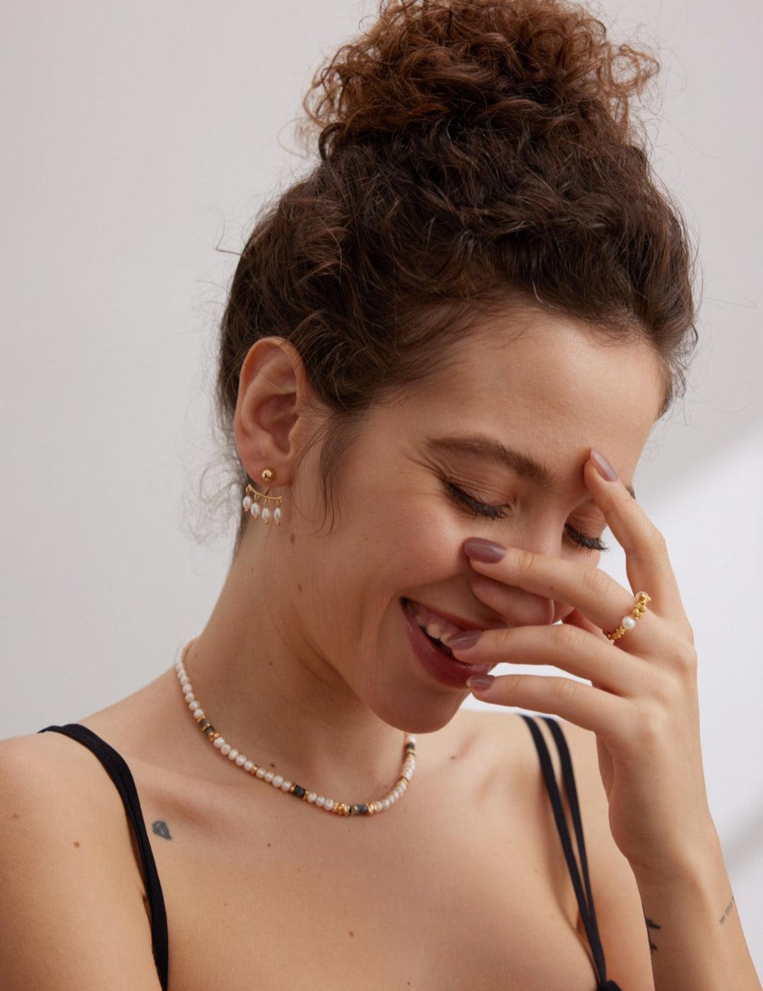 Roman Holiday Rice Pearl Earrings - Gembea Jewelry