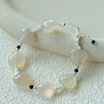 Romantic Heart-Shaped White Agate Beaded Bracelet gembea jewelry