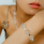 Romantic Heart-Shaped White Agate Beaded Bracelet gembea jewelry