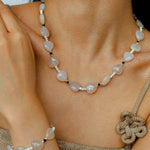 Romantic Heart-Shaped White Agate Beaded Bracelet gembea jewelry