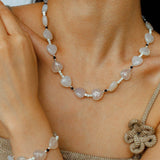 Romantic Heart-Shaped White Agate Beaded Bracelet gembea jewelry