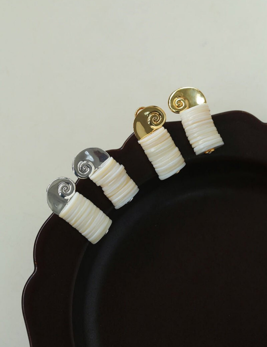Romantic Ocean White Shell Conch Earrings gembea jewelry