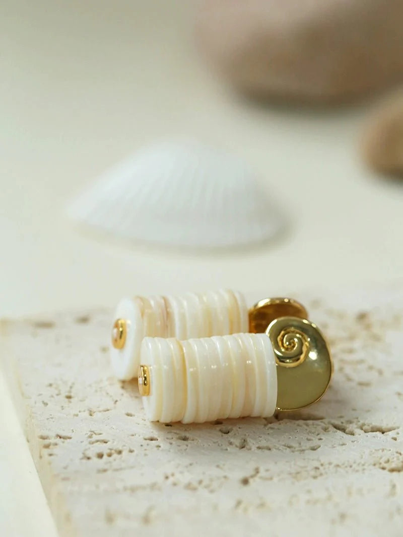 Romantic Ocean White Shell Conch Earrings gembea jewelry