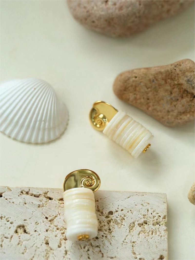 Romantic Ocean White Shell Conch Earrings gembea jewelry