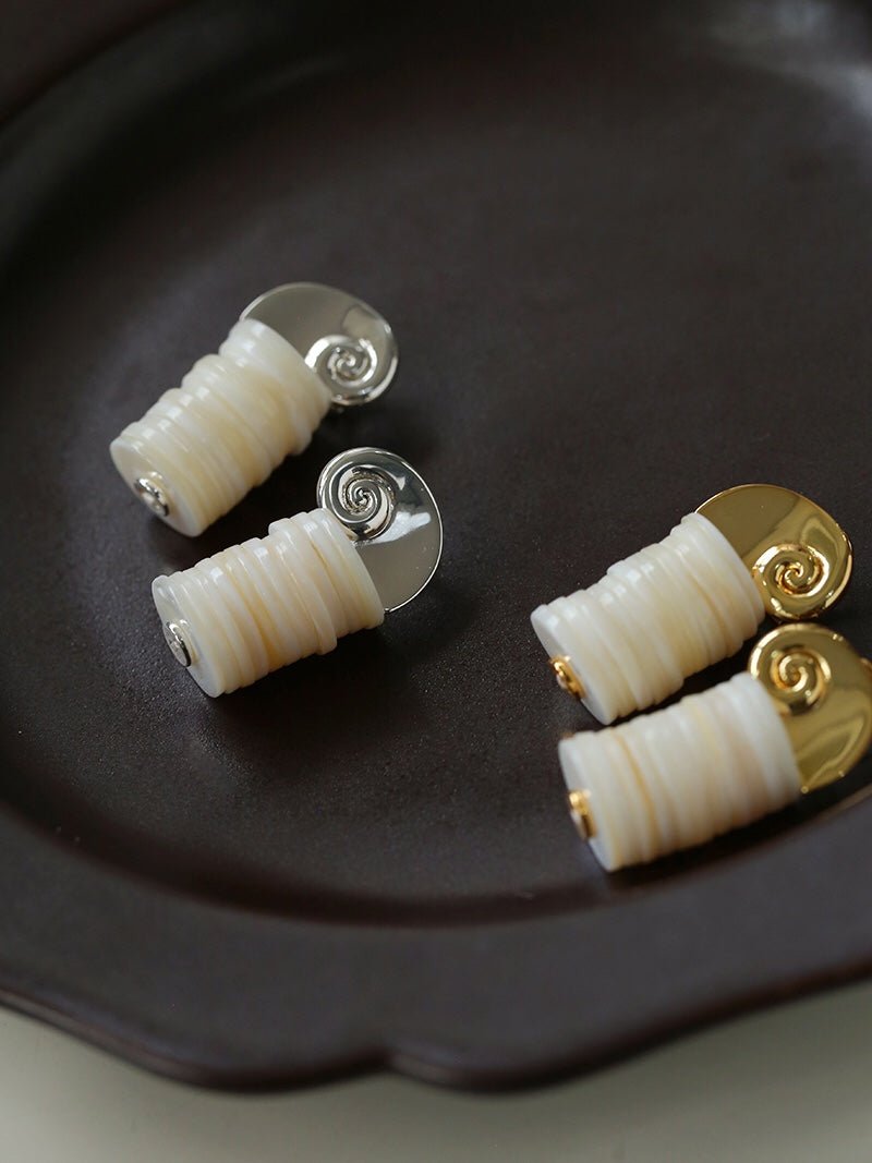 Romantic Ocean White Shell Conch Earrings gembea jewelry
