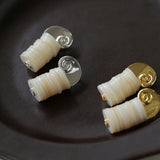 Romantic Ocean White Shell Conch Earrings gembea jewelry