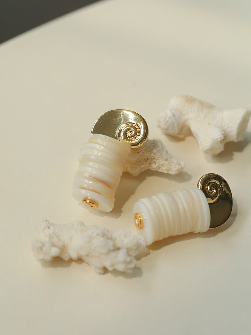 Romantic Ocean White Shell Conch Earrings gembea jewelry