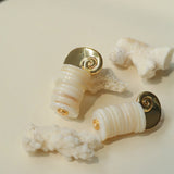 Romantic Ocean White Shell Conch Earrings gembea jewelry