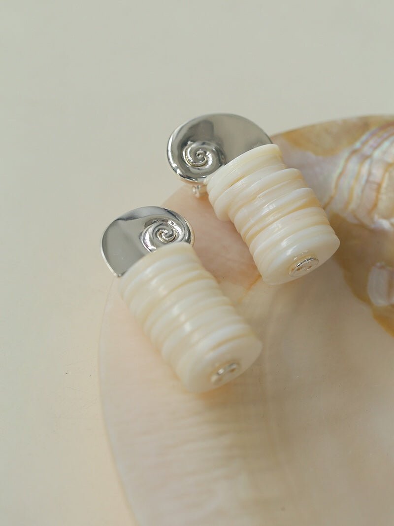 Romantic Ocean White Shell Conch Earrings gembea jewelry