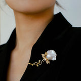 Rose Flower Baroque Pearl Brooch gembea jewelry