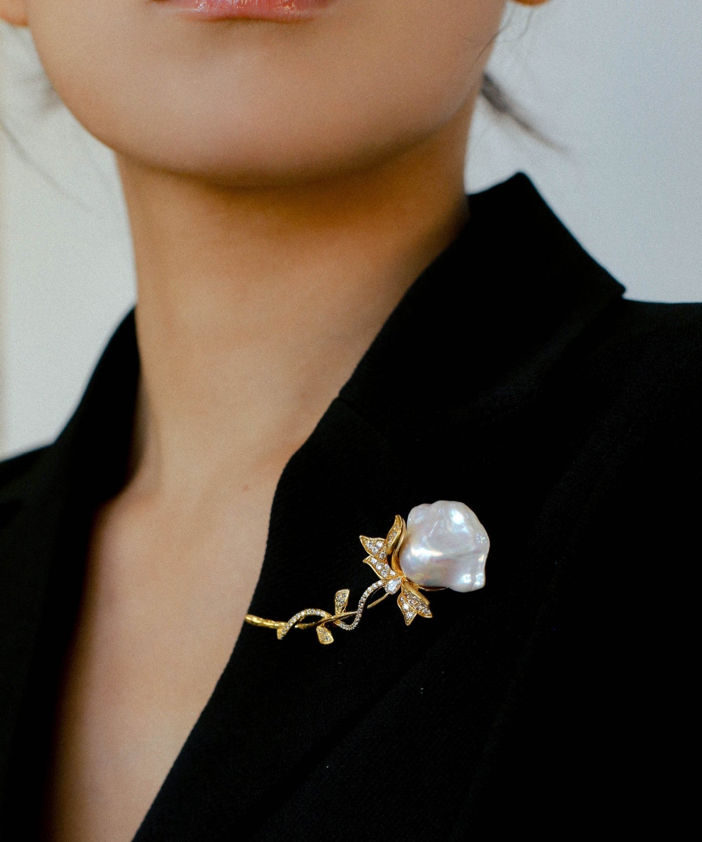 Rose Flower Baroque Pearl Brooch gembea jewelry