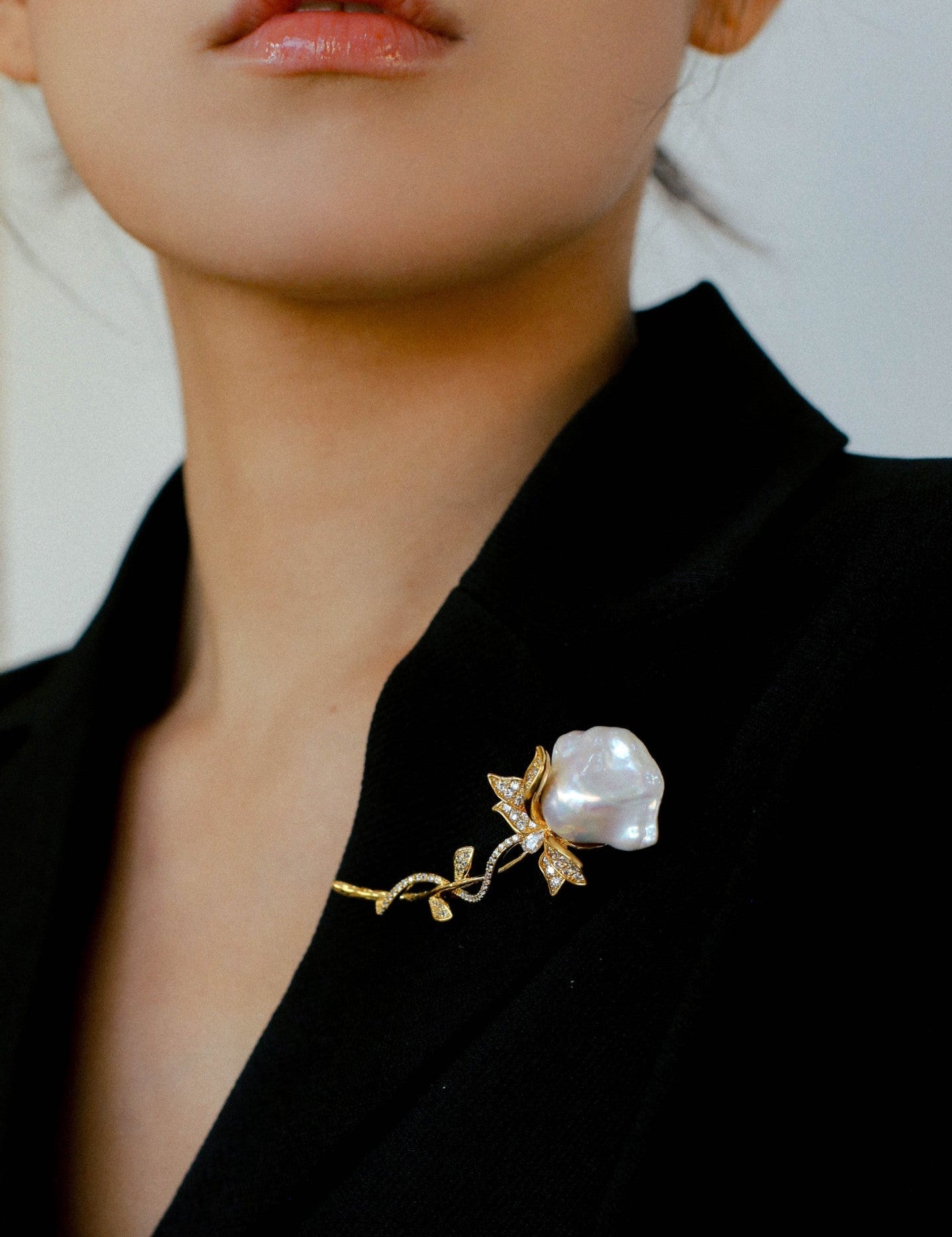 Rose Flower Baroque Pearl Brooch gembea jewelry
