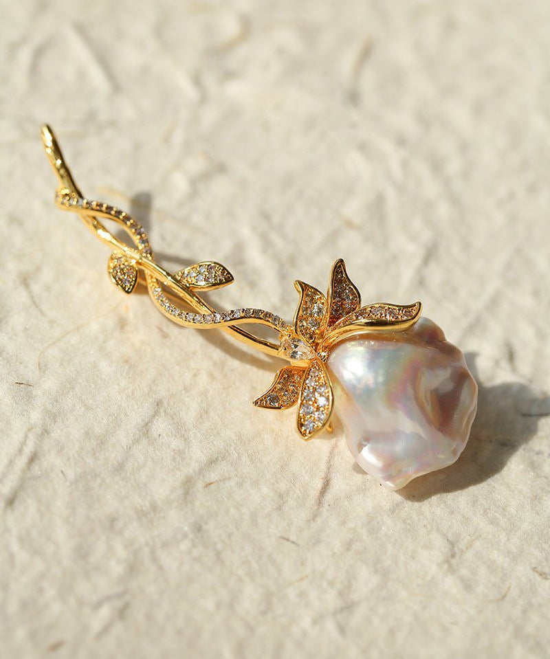 Rose Flower Baroque Pearl Brooch gembea jewelry