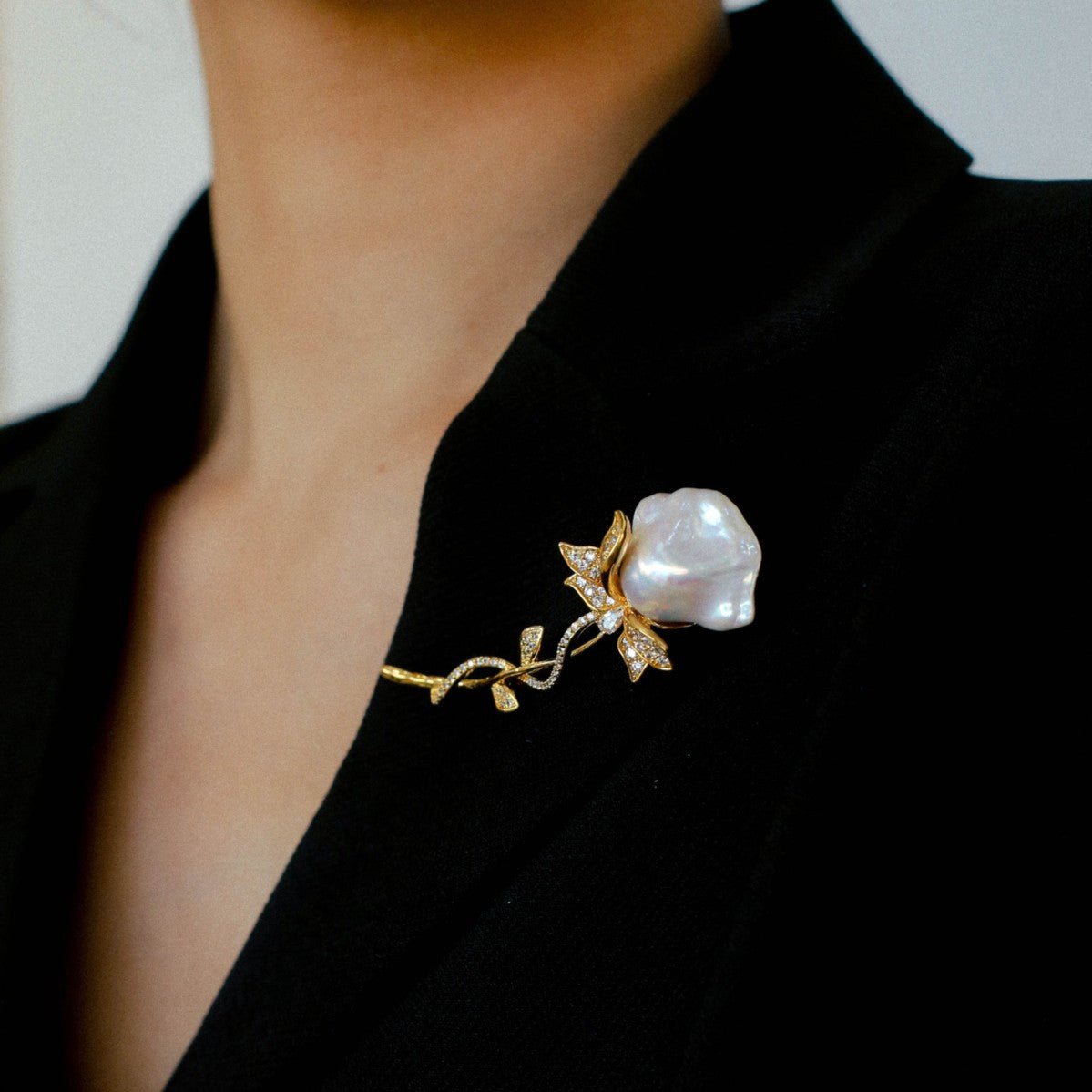 Rose Flower Baroque Pearl Brooch gembea jewelry