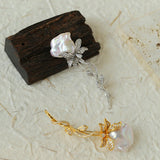 Rose Flower Baroque Pearl Brooch gembea jewelry
