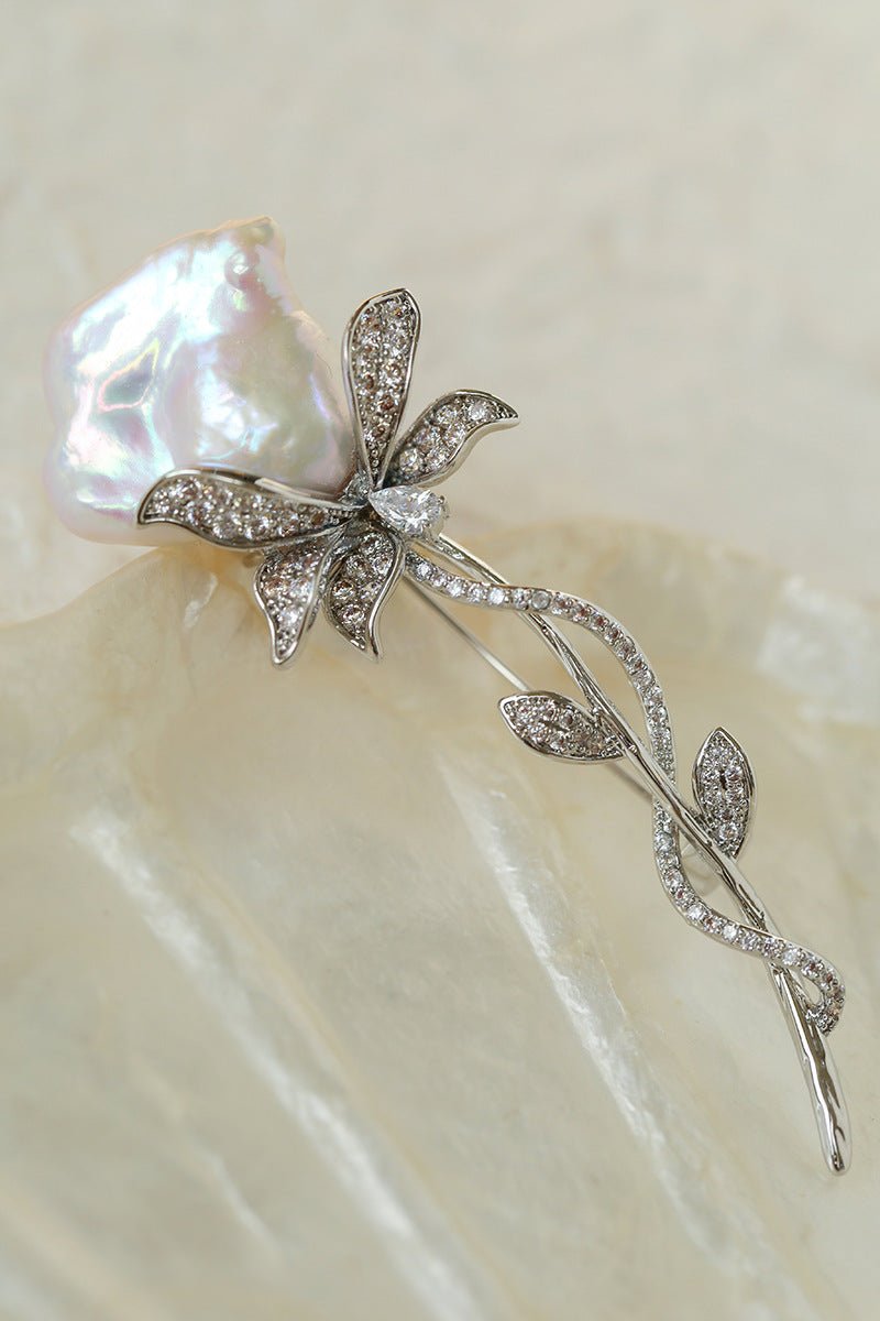 Rose Flower Baroque Pearl Brooch gembea jewelry
