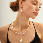 Round Baroque Pendant Chain Pearl Necklace - Gembea Jewelry