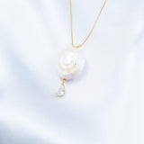Round Baroque Pendant Chain Pearl Necklace - Gembea Jewelry