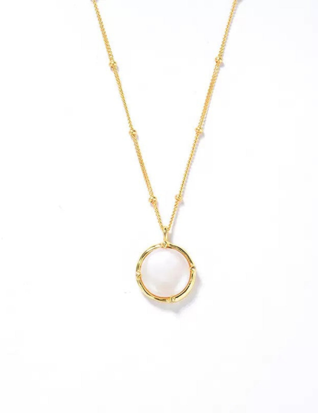 Round Baroque Pearl Pendant Chain Necklace gembea jewelry