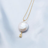 Round Baroque Pendant Chain Pearl Necklace - Gembea Jewelry