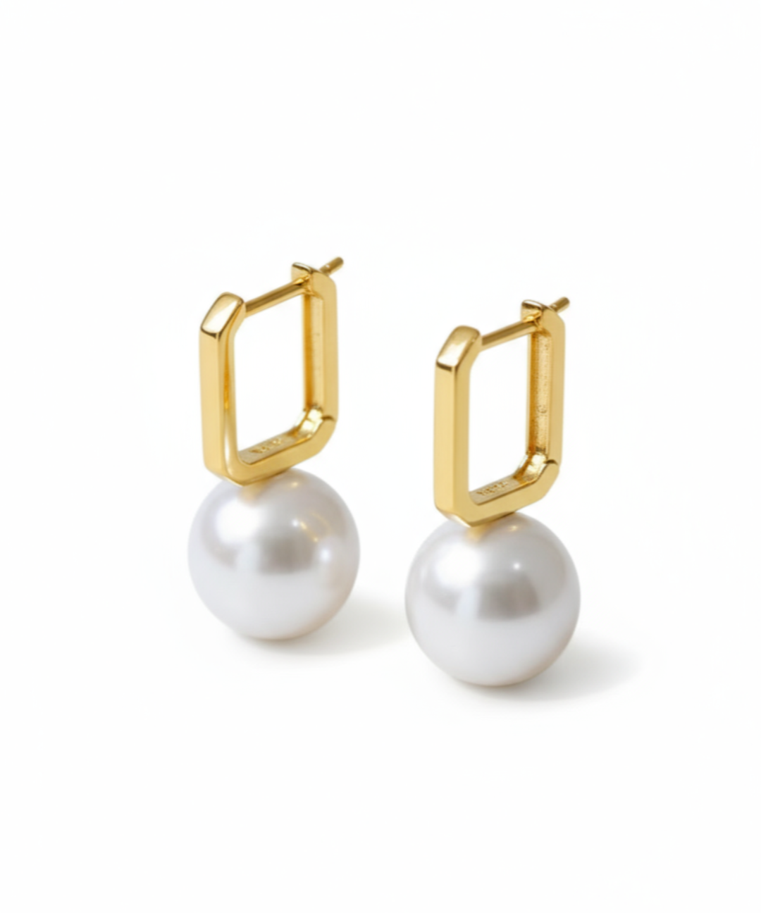 Round Baroque Pearl Square Hoops Earrings gembea jewelry