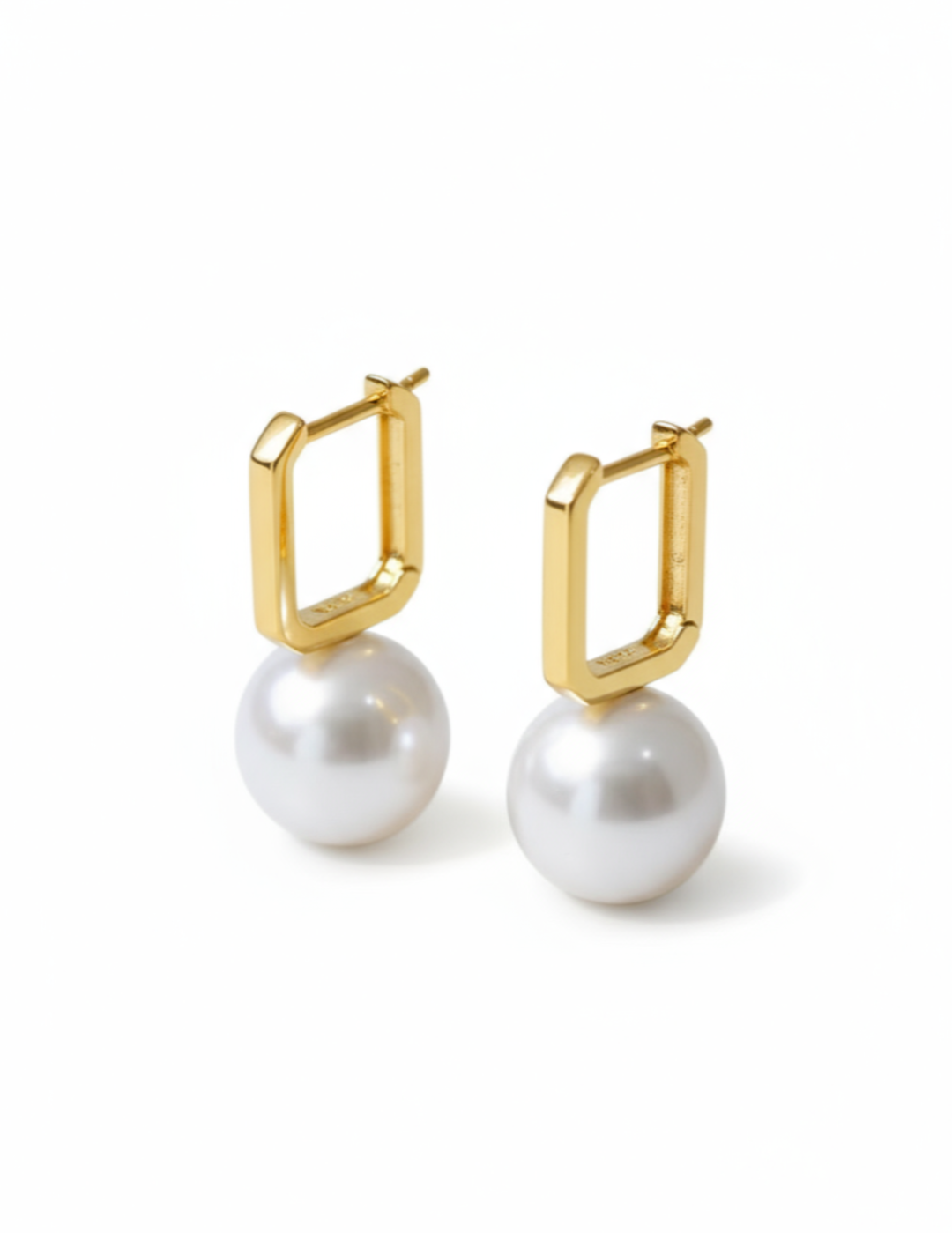 Round Baroque Pearl Square Hoops Earrings gembea jewelry