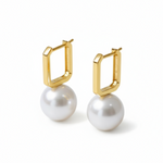 Round Baroque Pearl Square Hoops Earrings gembea jewelry