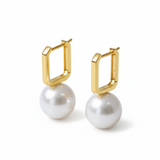 Round Baroque Pearl Square Hoops Earrings gembea jewelry