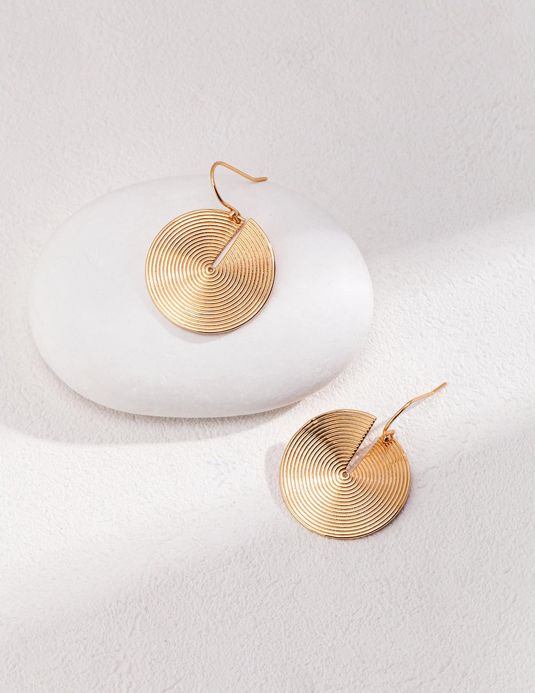 Round 18K Gold Vintage Gold Fan Earrings - Gembea Jewelry