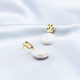 Round Pendant Baroque Pearl Earrings - Gembea Jewelry